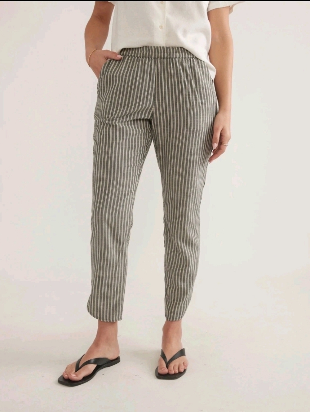 Marine Layer Lightweight Gray & White Striped Tencel Pants